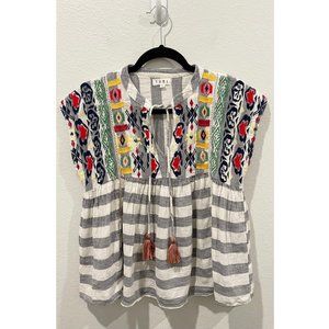 THML Multicolor Embroidered Strip Blouse